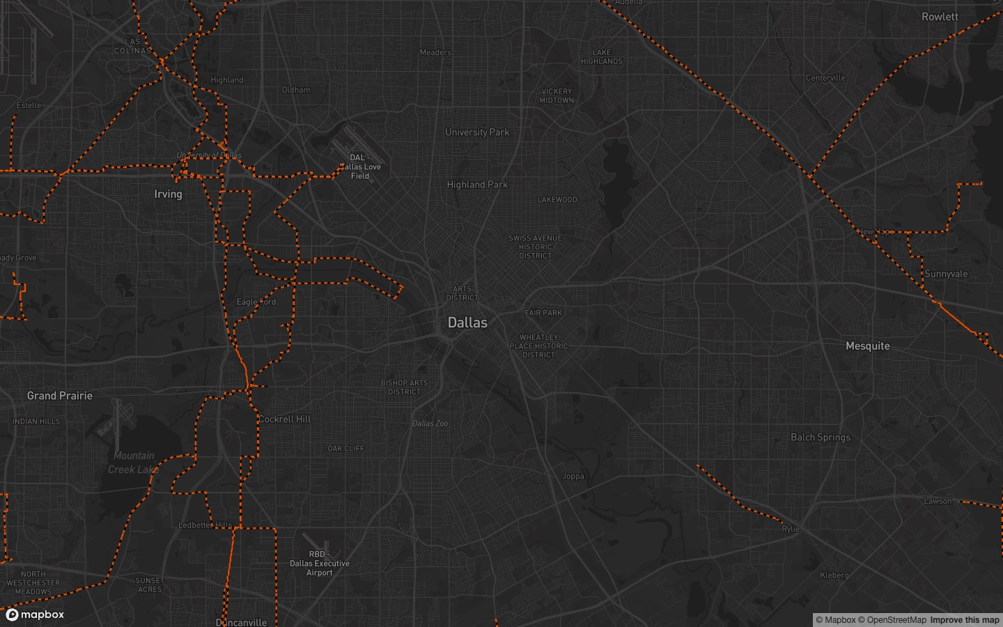 Texas Pipelines on a dark basemap