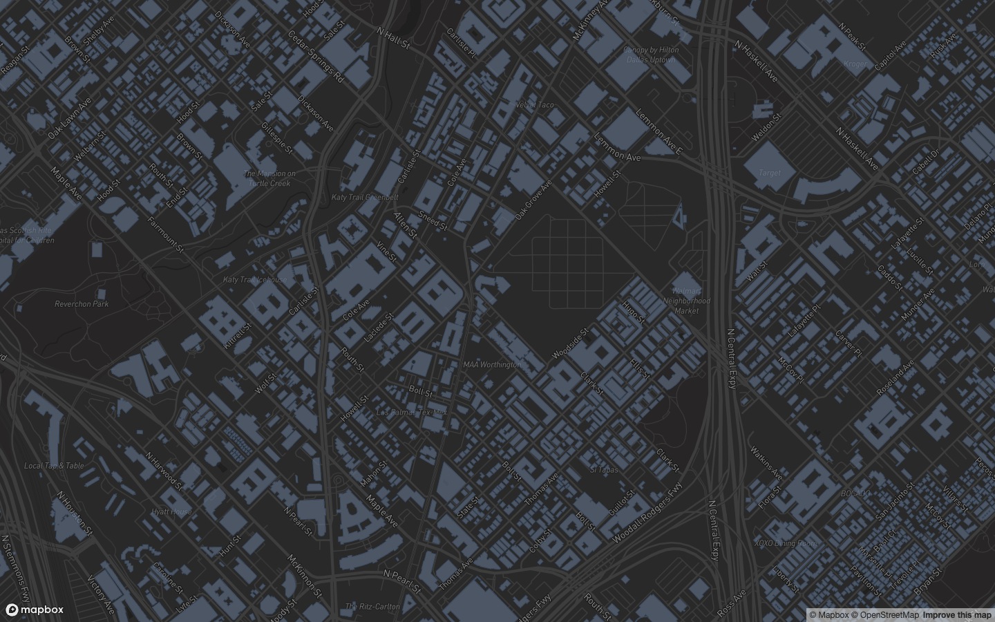 Building Footprints on a dark basemap